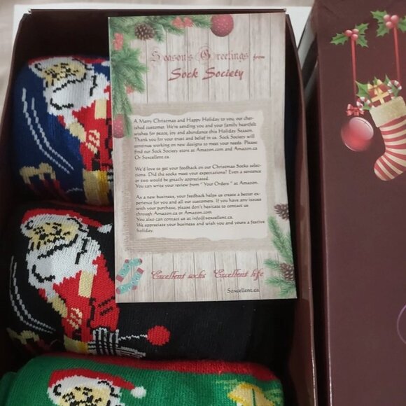 (3 Pairs) Sock Society Unisex Holiday Socks with Santa Claus CHRISTMAS GIFT NEW - Picture 6 of 6